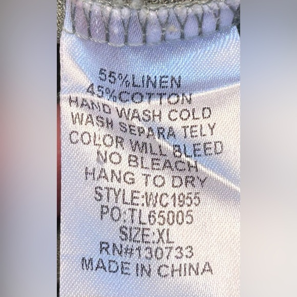 Umgee Boho Linen Blend Long Green Tunic Top w/ Fringed & Tiered Elbow Sleeves XL - Picture 11 of 12